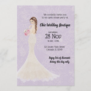 Bridal boutique open house choose background colou invitation