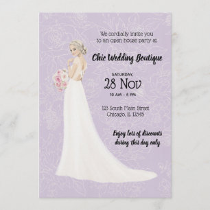 Bridal boutique open house choose background colou invitation