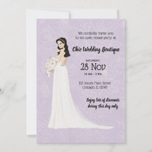 Bridal boutique open house choose background colou invitation