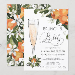 Bridal Brunch and Bubbly Orange Blossom Mimosa Invitation