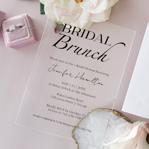  Bridal Brunch   Black & White Bridal Shower Acrylic Invitations
