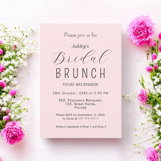 Bridal Brunch Blush Pink Calligraphy Invitation (Creator Uploaded)