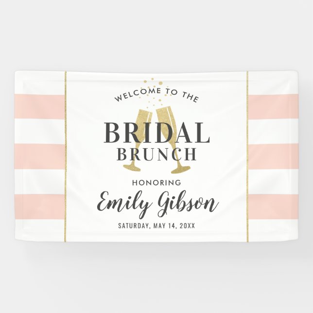 Bridal Brunch Blush Pink Champagne Toast Welcome Banner (Horizontal)
