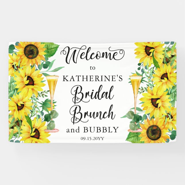 Bridal Brunch & Bubbly Shower Boho Sunflowers Bann Banner (Horizontal)