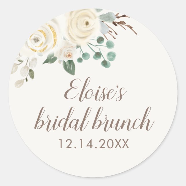 Bridal Brunch Dreamy White Floral Favour Stickers (Front)
