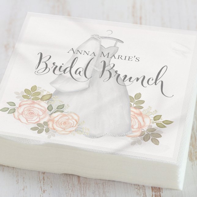 Bridal Brunch Elegant Simple Floral Modern Dress Napkin (Creator Uploaded)