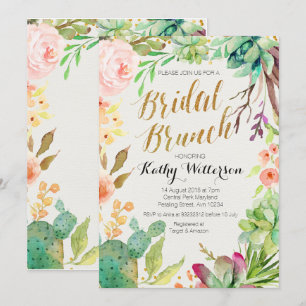 Bridal brunch invitation Succulent cactus