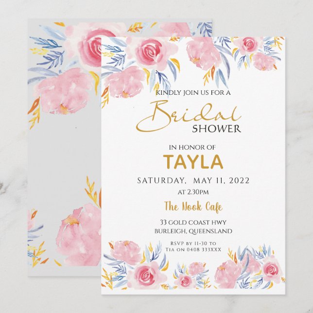 Bridal Brunch Invitations wedding shower invite (Front/Back)