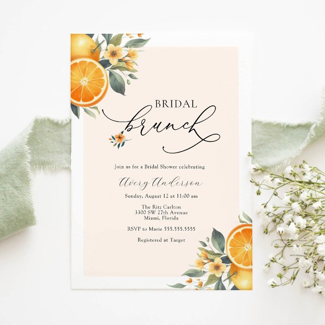 Bridal Brunch Orange Wedding Shower Invitation (Creator Uploaded)