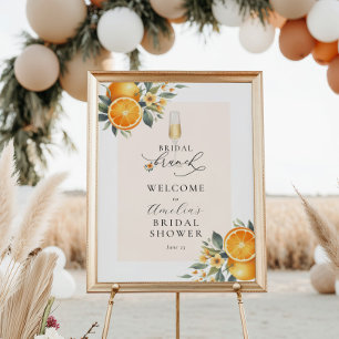 Bridal Brunch Orange Wedding Shower Welcome Sign
