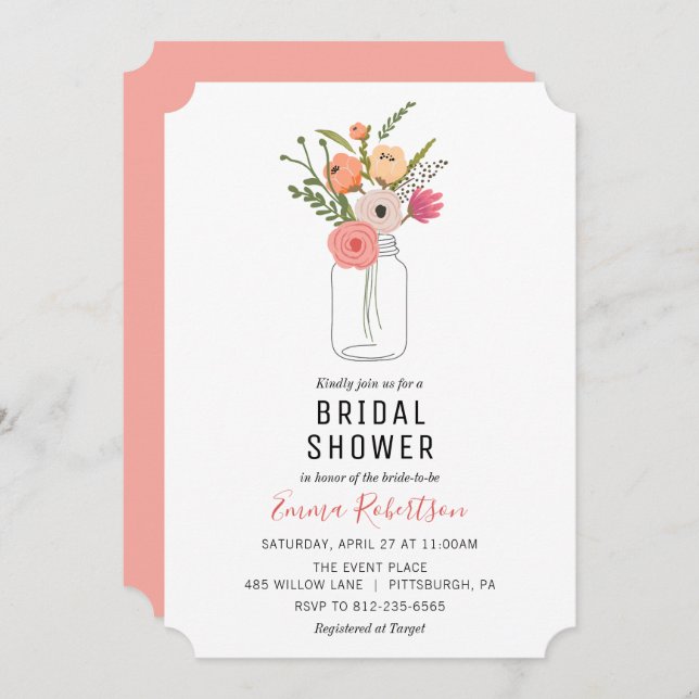Bridal Brunch Peony Bouquet Shower invitation (Front/Back)
