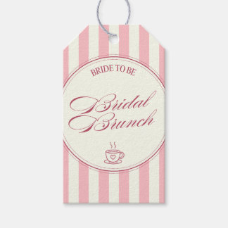 Bridal Brunch Pink Stripes Vintage Cafe Wedding Gift Tags