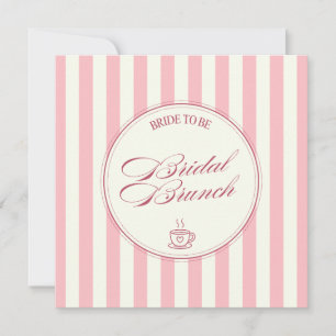Bridal Brunch Pink Stripes Vintage Cafe Wedding Thank You Card