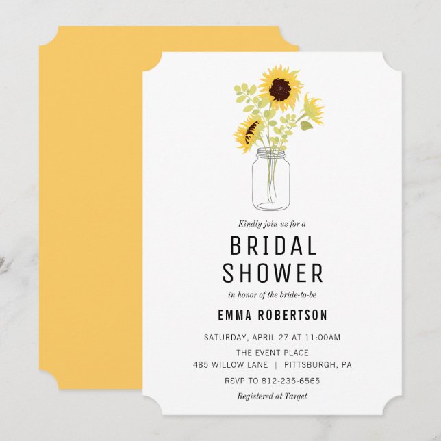 Bridal Brunch Sunflower Bouquet Shower invitation (Front/Back)