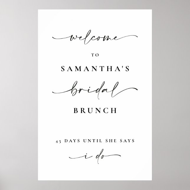 Bridal Brunch Welcome Sign Decor Minimal Poster (Front)