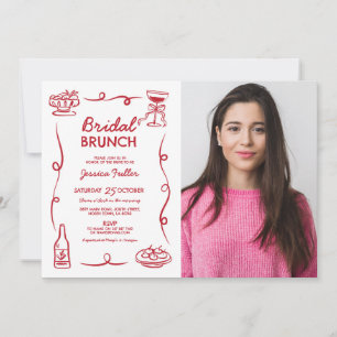 Bridal Brunch Whimsical Hand Drawn Photo French Invitation