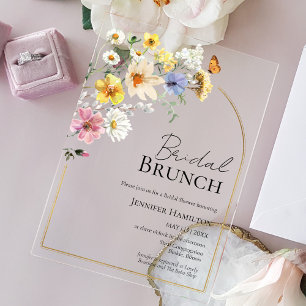 Bridal Brunch Wildflower Boho Bridal Shower Acrylic Invitations