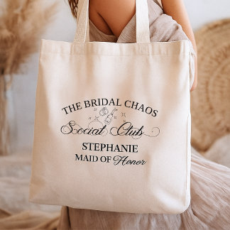 Bridal Chaos Social Club,Personalized Boho Bridal  Tote Bag