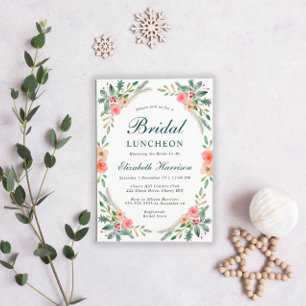 Bridal Christmas Luncheon Floral Watercolor Invitation