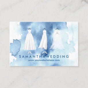 Bridal Clothing Watercolor Blue Wedding Dress Business Card