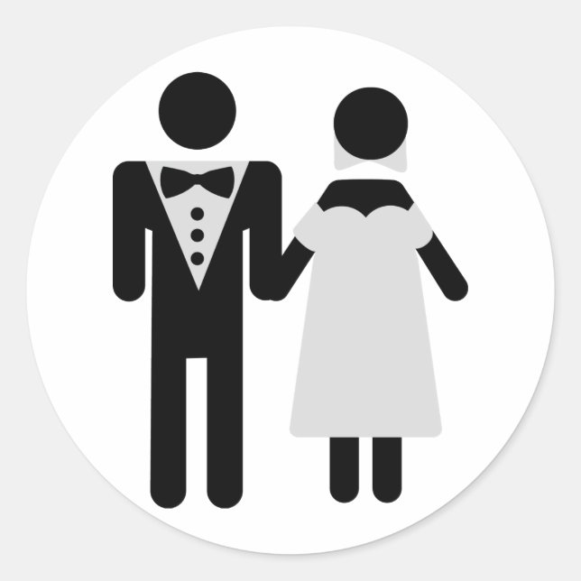 bridal couple icon classic round sticker (Front)