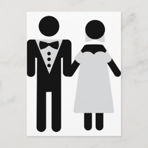 bridal couple icon postcard