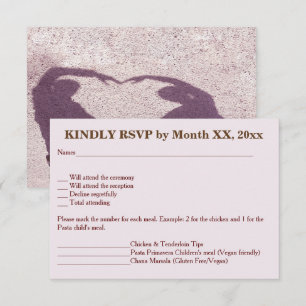 Bridal Couple Silhouette Heart in Sand RSVP Invitation