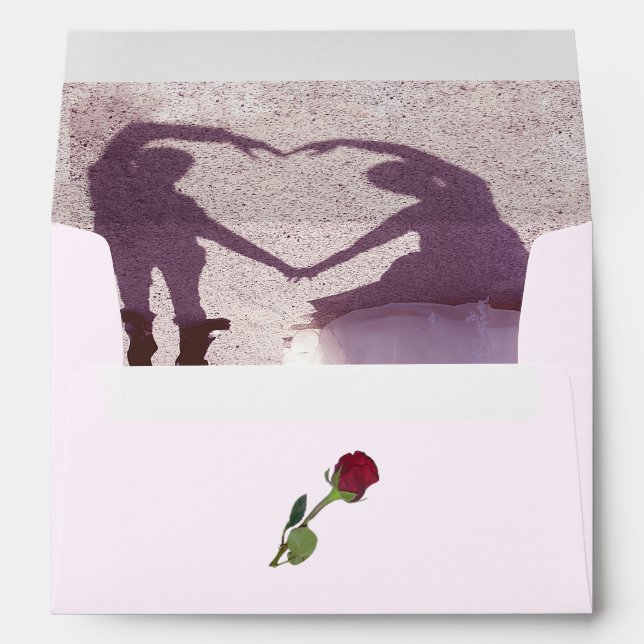 Bridal Couple Silhouette Heart in Sand Wedding Envelope (Back (Bottom))