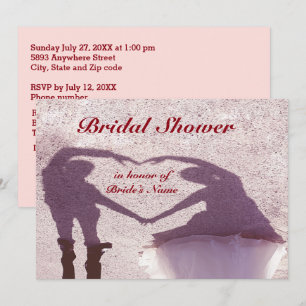 Bridal Couple Silhouette Heart in Sand Wedding Invitation