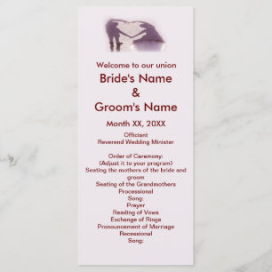 Bridal Couple Silhouette Heart in Sand Wedding Programme