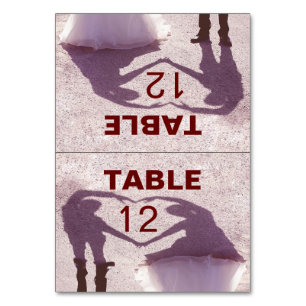 Bridal Couple Silhouette Heart in Sand Wedding Table Number