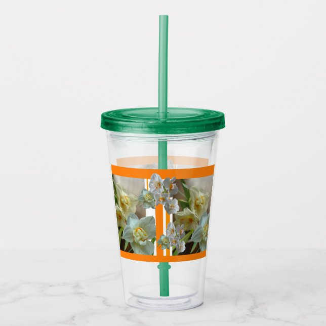 Bridal Crown Daffodils Design Acrylic Tumbler (Front)