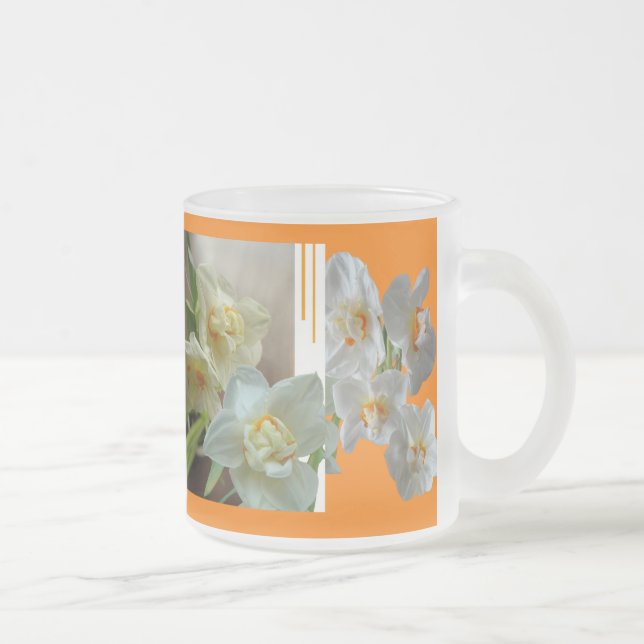 Bridal Crown Daffodils Design Frosted Glass Mug (Right)