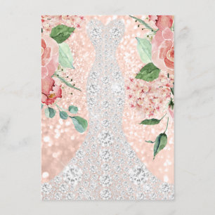 Bridal Dress Spark Blush Floral Pink Rose Florals Invitation