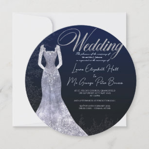Bridal dress wedding round shape invitation