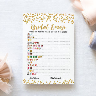 Bridal emoji game with Answers Bridal shower Card