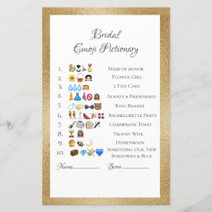 Bridal Emoji Pictionary Game Answers Paper Sheet