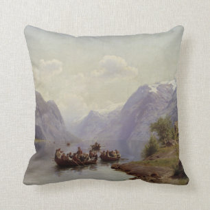 Bridal Escort on the Hardanger Fiord, 1865 Cushion