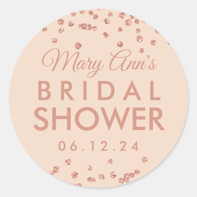 Bridal Favour Tag Rose Gold Glitter Confetti Blush (Front)