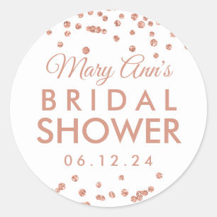 Bridal Favour Tag Rose Gold Glitter Confetti White