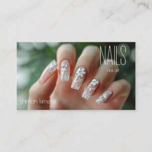 Bridal Floral Nail Art Manicurist Loyalty  Business Card