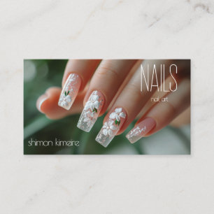 Bridal Floral Nail Art Manicurist Loyalty  Business Card