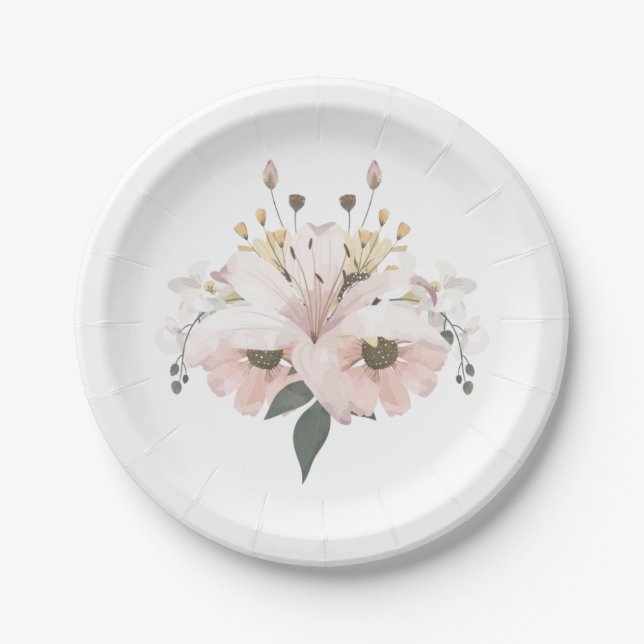 Bridal Floral Paper Plate (Front)