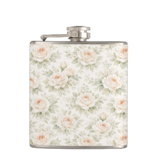 Bridal Floral Pattern Hip Flask