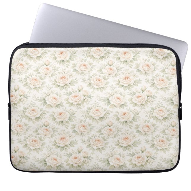 Bridal Floral Pattern Laptop Sleeve (Front)