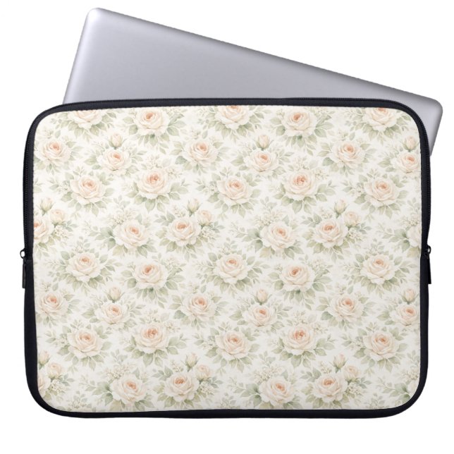Bridal Floral Pattern Laptop Sleeve (Front)