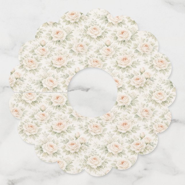 Bridal Floral Pattern Wine Glass Tag (Front)