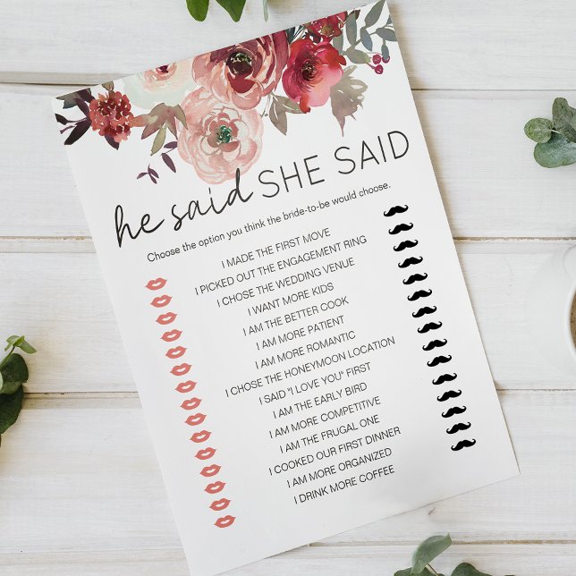 Bridal Game He Said She Said Red Blush Floral Rose (Creator Uploaded)