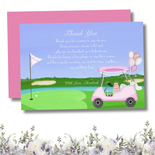 Bridal Golf Cart Bridal Shower Brunch Party Thank You Card (Creator Uploaded)