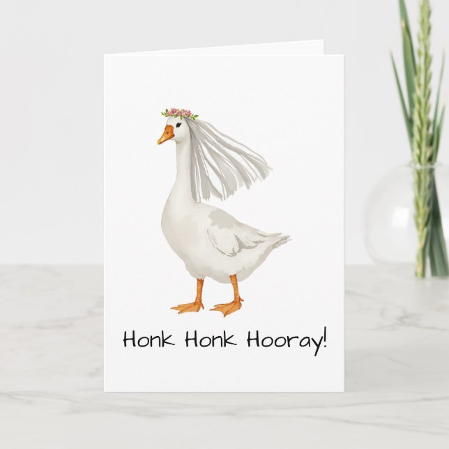 Bridal Goose Watercolor Engagement Card (Front)